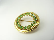 Load image into Gallery viewer, Vintage Gold &amp; Green Emerald Hollywood Signed Brooch