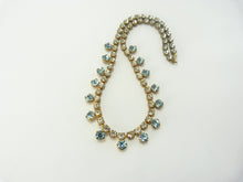 Load image into Gallery viewer, Vintage Diamond &amp; Aquamarine Paste Crystal Rhinestone Necklace
