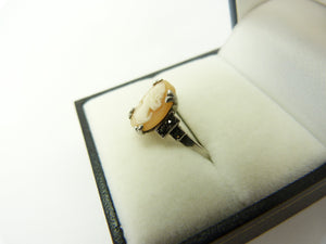 Art Deco Silver Cameo Ring by Delcita Size S
