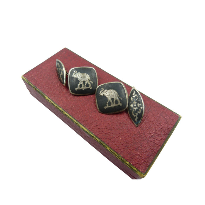 Vintage Siam Silver Elephant Cufflinks