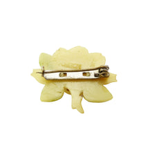 Load image into Gallery viewer, Art Deco Carved Celluloid Rose Brooch Signed FOREIGN