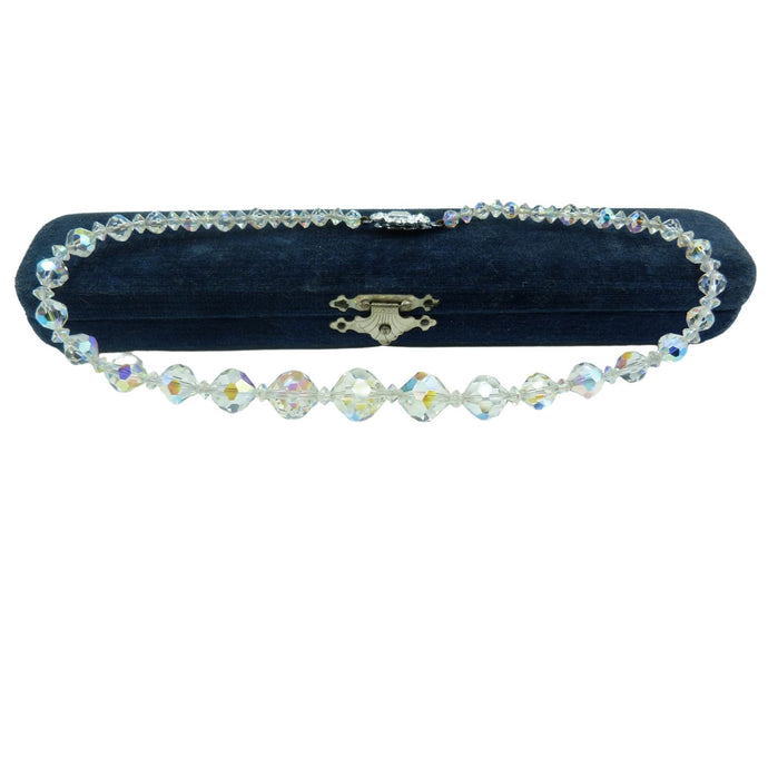 Vintage Aurora Borealis Crystal Bead Necklace