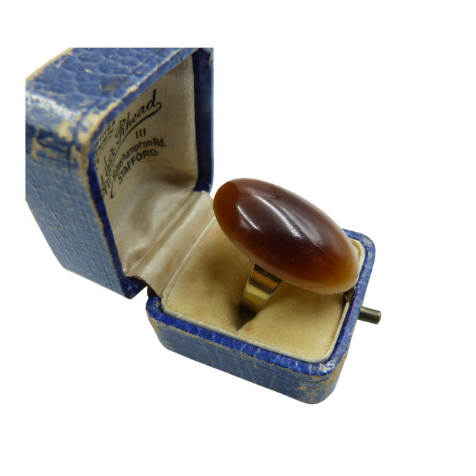 Vintage 1970s Brown Agate Adjustable Ring