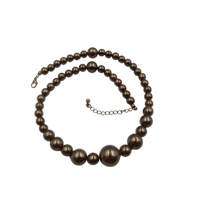Vintage Brown Faux Pearl Bead Necklace