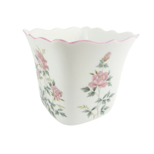 Vintage Ceramic Pink Flowers Plant Pot - Indoor Planter