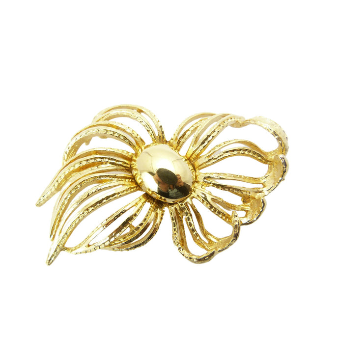 Vintage Gold Tone Floral Bow Brooch