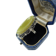Load image into Gallery viewer, Vintage Green Banded Agate Adjustable Cocktail Ring