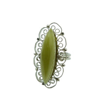 Load image into Gallery viewer, Vintage Green Banded Agate Adjustable Cocktail Ring
