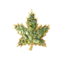 Load image into Gallery viewer, Vintage Green Jade Chip Maple Leaf brooch