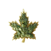 Load image into Gallery viewer, Vintage Green Jade Chip Maple Leaf brooch