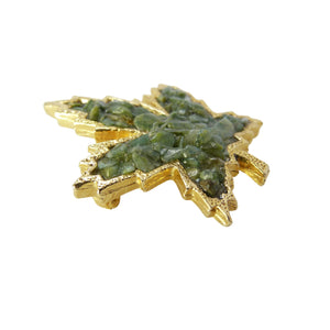 Vintage Green Jade Chip Maple Leaf brooch