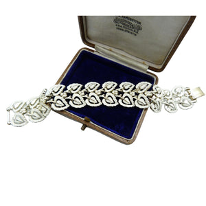 Vintage Jewelcraft White Enamel Leaf Bracelet