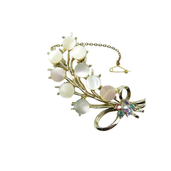 Vintage Mother of Pearl Flower Brooch Signed Exquisite