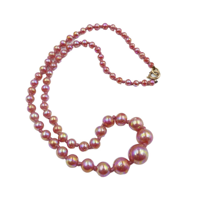 Vintage Pink Faux Pearl Bead Necklace