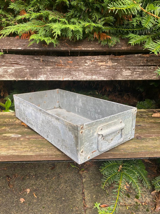 Vintage Galvanised Metal Tote Box